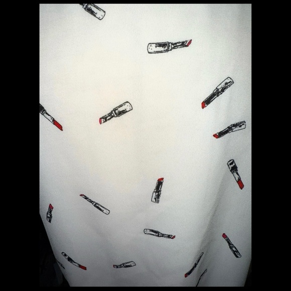 Sheer‎ White Lipstick 💄 Print Women's Top Size XL - Picture 5 of 6